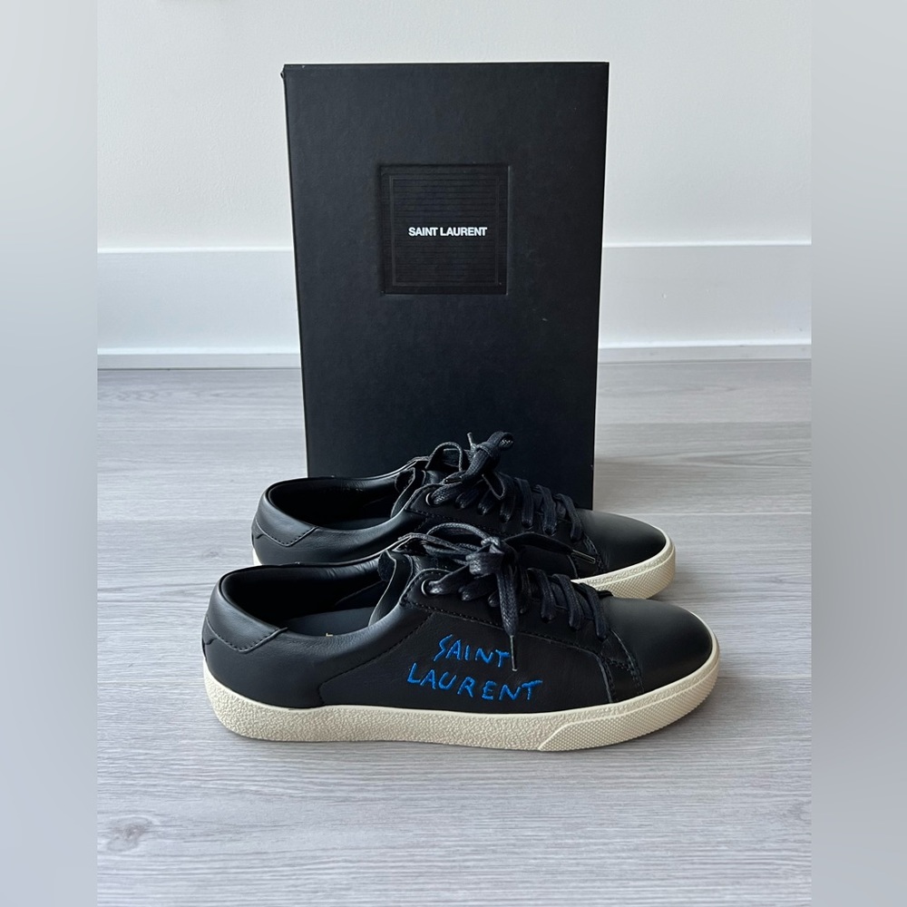 Saint Laurent Court Classic Sneaker Black Size EU 37.5 Great Condition Worn Once